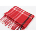 Cashmere Wool Woven Scarf Red Tartan Plaid Scarf